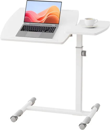 Vista 12 de GTPLAYER Escritorio de pie pequeño, mesa plegable de 24 pulgadas para computadora portátil con ruedas bloqueables, altura ajustable, mesa de noche