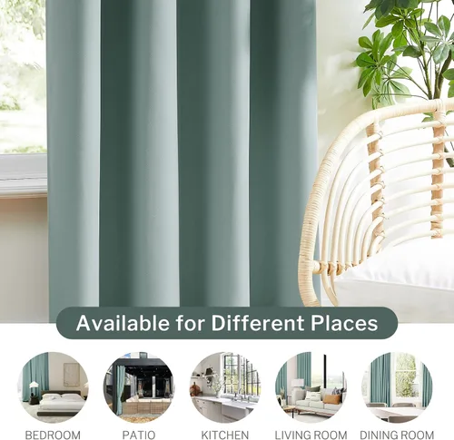 Vista 5 de Melodieux - Cortinas opacas para dormitorio color azul claro, cortinas oscuras de 72 pulgadas de largo, juego de 2 paneles, 100% de algodón
