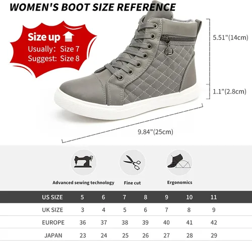 Vista 6 de hash bubbie Women's High top Sneakers Lace up PU Leather Fashion Shoes Black Boots Fuzzy Ankle Booties with Zipper