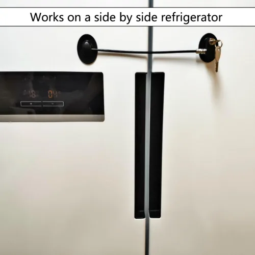 Vista 7 de REZIPO Black - Paquete de 2 cerraduras para puerta de refrigerador con 4 llaves, cerradura de cajón de archivos, cerradura de puerta de congelador