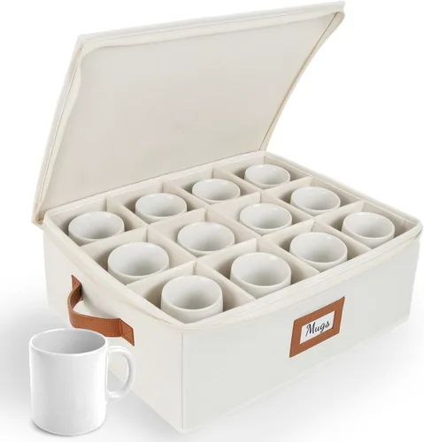 Vista 15 de HOMELUX THEORY 8 piezas de contenedores de almacenamiento de porcelana de carcasa dura, almacenamiento de tazas, copas de vino, utensilios