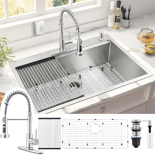 Vista 16 de Herogo Fregadero de cocina de 15 x 15 pulgadas, pequeño fregadero profundo de un solo tazón, hecho a mano para casa rodante, bar, lavandería, sala