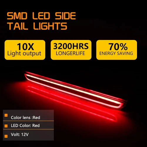 Vista 3 de Luces reflectoras LED rojas para parachoques y lente roja, compatible con Dodge Challenger 2015 2016 2017 2018 2019 luces traseras antiniebla