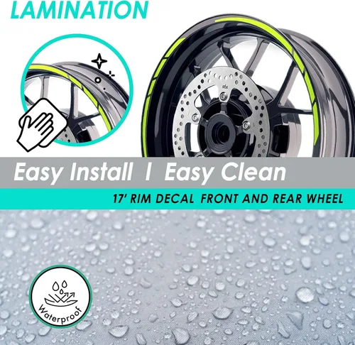 Vista 6 de KETABAO Calcomanías adhesivas de llanta de 17 pulgadas a rayas S01 compatibles con YZF R6 R1 MT 03 125 09 07 10 Tracer 700 FZ25 (azul)