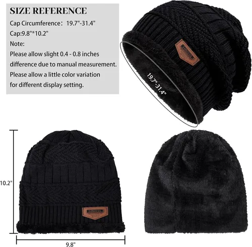 Vista 50 de Loritta Gorro de invierno cálido de punto grueso y holgado para hombre