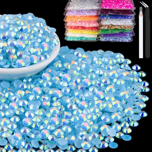 Vista 33 de 15000 diamantes de imitación de resina de 0.079 pulgadas a granel, diamantes de imitación de gelatina redondos negros con parte trasera plana, gemas