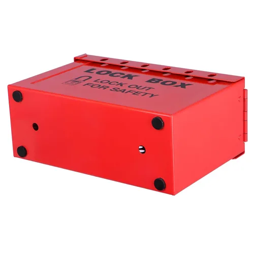 Vista 7 de RealPlus Lockout Tagout Box Caja de bloqueo portátil Loto Group Lock Box, capacidad de candado de 12, rojo