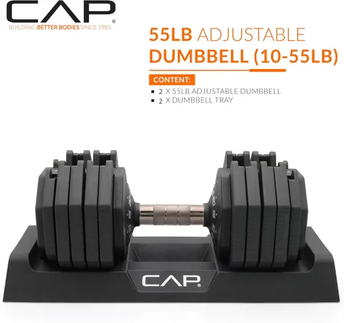 Vista 2 de CAP ADJUSTABELL - Juego de mancuernas ajustables de selección rápida de primera calidad para entrenamiento de fuerza, individuales y pares, 12.5