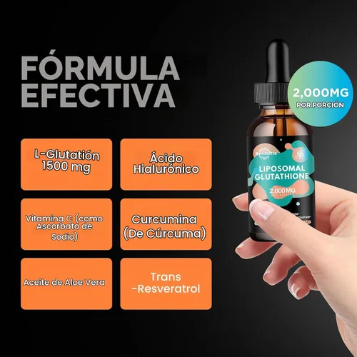 Vista 2 de Suplemento de glutatión liposomal - Gotas líquidas de glutatión de 2000 mg
