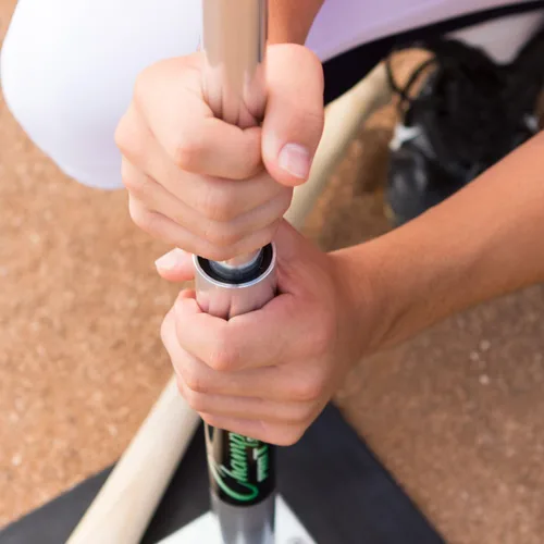 Vista 7 de Champion Sports Tallo de acero y aluminio con cono de goma Pro Baseball Tee de práctica ajustable con base de alta densidad