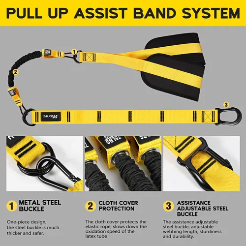 Vista 7 de HOXWC Bandas de Asistencia para Flexiones, Banda de Resistencia Ajustable de Alta Resistencia para Flexiones, 3 Bandas de Flexiones, Tejido Cómodo