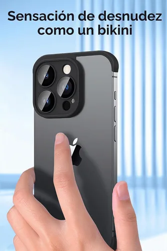 Vista 3 de LEKEVO Funda sin marco para iPhone 15 Pro Max con protector de lente de cámara, funda delgada de TPU suave a prueba de golpes, carcasa minimalista