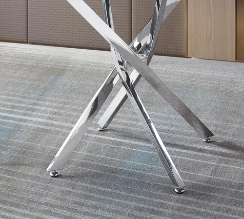 Vista 6 de SSLine Mesa de comedor redonda para 2-4, mesa de comedor de cristal transparente de lujo con base de pedestal plateada de 36 pulgadas, mesa