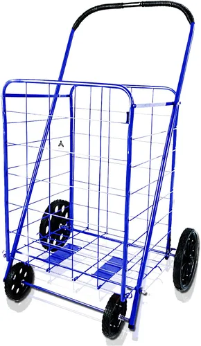 Vista 7 de Carrito de compras plegable, Acero, Azul, Extra grande