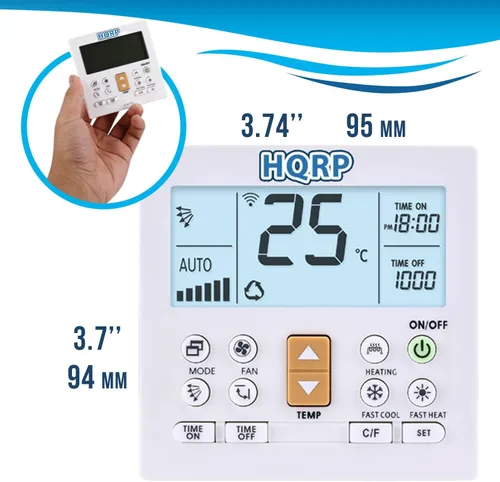 Vista 4 de HQRP Mando a distancia universal para aire acondicionado: Ventana AC, Split AC, Mini Split AC etc. Compatible con Gree Midea Fujitsu Mitsubishi Lg