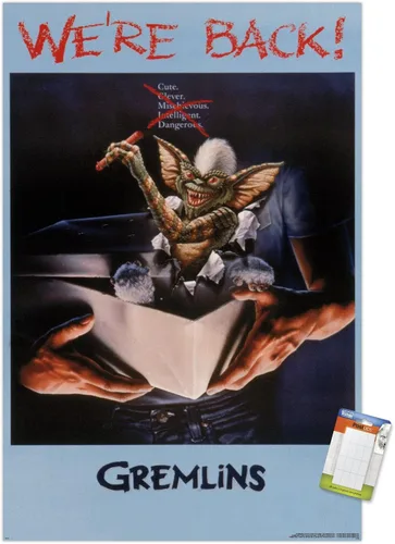 Vista 12 de Gremlins - Póster de pared con texto en inglés «We're Back», 22.4 pulgadas de largo x 14.7 pulgadas de ancho, versión enmarcada de madera de granero