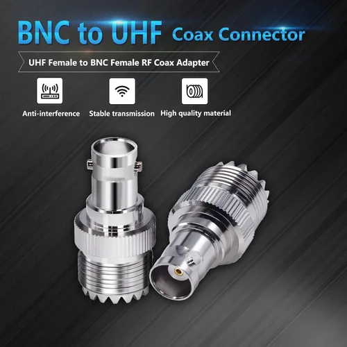 Vista 2 de TUOLNK Adaptador coaxial RF BNC a UHF PL259 SO239 a conector de toma BNC hembra para cable de extensión 2 piezas