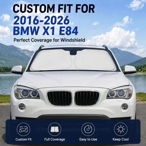 Vista 2 de Parasol para parabrisas para BMW X1 E84 2016-2024 2025, accesorios – Cubierta de parasol para parabrisas de ventana delantera, ajuste personalizado