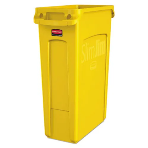 Vista 11 de Rubbermaid Commercial Products - Basurero de reciclaje, diseño rectangular con canales de ventilación, modelo Slim Jim, Beige