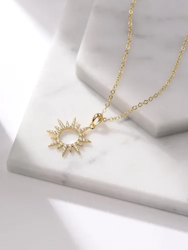 Vista 2 de DwearBeauty Collar con dije delicado chapado en oro de 14 quilates collares de oro para mujeres niñas fiestas y uso diario Vidrio Circonia cúbica
