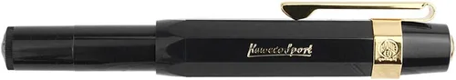 Vista 5 de Kaweco Pluma Estilográfica Sport Classic Negro, Punta Fina Deporte Octogonal Clip Oro.