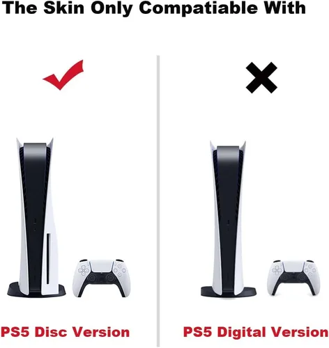 Vista 2 de Calcomanía para consola PS5 Disc Edition y controladores inalámbricos, juego de funda protectora completa de vinilo para PS5 Disc Edition