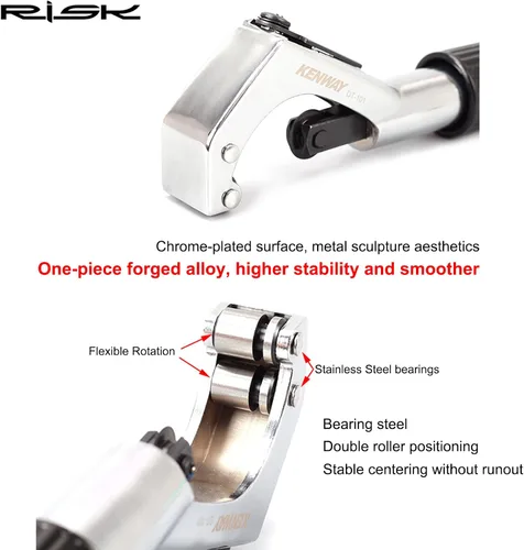 Vista 4 de Road Mountain Bike Fork Steerer Seat Post Handlebar Tube Cutter Tool, Bicycle Metal Pipe Cutter Tool with 5pcs Cutter Wheels for Size 1/4"-1-5/8