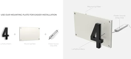 Vista 3 de Números de Casa LED de 5 Pulgadas, Polímero ABS, Números de Dirección Iluminados con Luz Trasera Cálida de 2700K, Letrero Moderno Iluminado