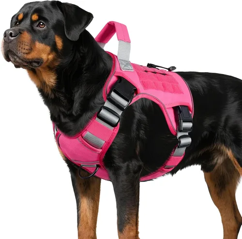 Vista 25 de WINGOIN Arnés táctico negro para perros pequeños, arnés resistente sin tirones con asa, arnés militar reflectante ajustable K9 para mascotas