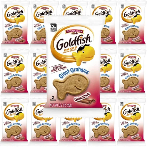 Vista 2 de Goldfish Giant Graham Crackers, sabor canela, paquete de 18 con servilletas del mercado del área de la bahía