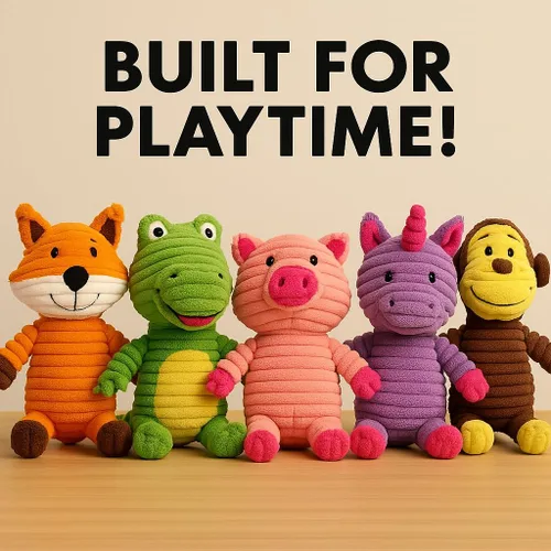 Vista 7 de Jalousie Paquete surtido de juguetes de peluche para cachorros y mascotas, juguete chirriante para perros medianos y grandes