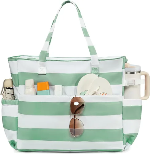 Vista 16 de Bluboon - Bolsa de playa impermeable para mujer, extra grande, con compartimento húmedo, para llevar de fin de semana, bolsa de piscina para viajes