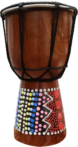 Vista 27 de Djembe decorativo de novedad de 6" de alto x 4" de ancho en la parte superior (Abstracto, 15.2 cm)