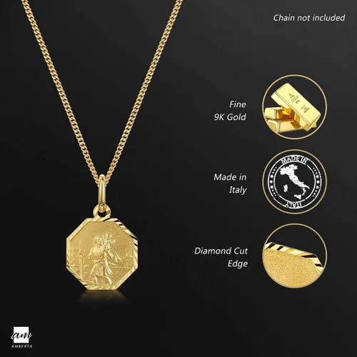 Vista 3 de Amberta Colgante unisex de moneda de oro amarillo de 9 quilates