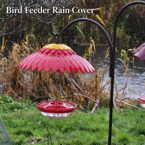 Vista 2 de Cubierta protectora para comedero de colibríes, cúpula protectora contra la intemperie para colgar comedero de pájaros de la lluvia y el sol, a 2