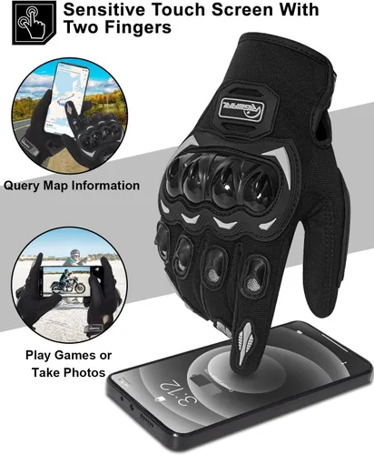 Vista 3 de RIGWARL Guantes de motocicleta para hombres y mujeres, pantalla táctil, guantes ligeros antideslizantes para motocross