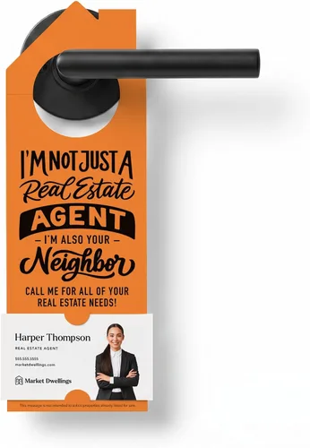 Vista 10 de Market Dwellings Perchas de puerta de bienes raíces para agentes – "I'm Not Just a Real Estate Agent, I'm Also Your Neighbor" – Perchas de puerta