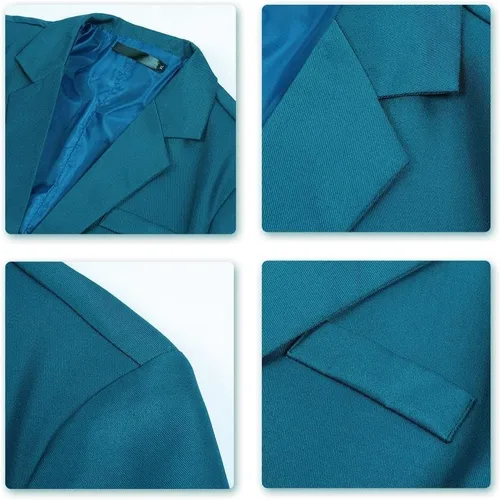Vista 41 de YUNCLOS Chaqueta blazer casual de 1 botón con solapa con muescas para hombre