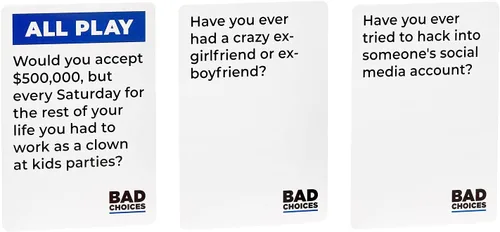 Vista 4 de BAD CHOICES Juego de fiesta + set de After Dark – Divertido juego de cartas para adultos para amigos y noche de juegos Divertido juego de mesa
