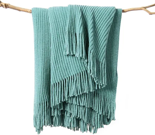 Vista 14 de lifein Manta de felpilla de 50 x 60 pulgadas, suave manta de punto bohemio para sofá, acogedora decoración de casa de campo, manta ligera para todas