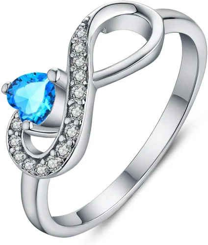 Vista 55 de Anillo Jo Wisdomo de compromiso. de plata esterlina, con corazón e infinito, anillo de amistad, para ella