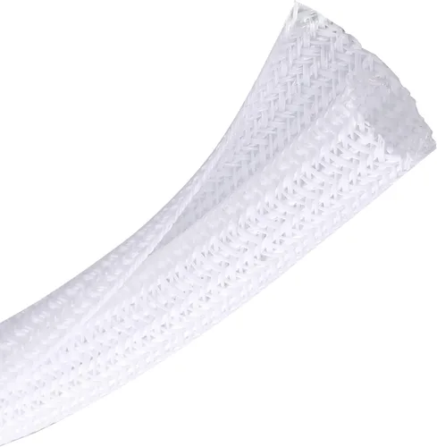 Vista 7 de 10 pies - Funda trenzada para gestión de cables de 1/2 pulgada Protector de cable - Conducto de alambre dividido autoenvolvente para Beige