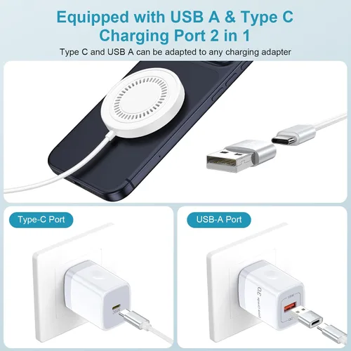 Vista 3 de Cargador inalámbrico magnético para iPhone, almohadilla de carga rápida para cargador MagSafe para iPhone 17 Pro Max Air 16e 16 Pro Max 16 Plus 15