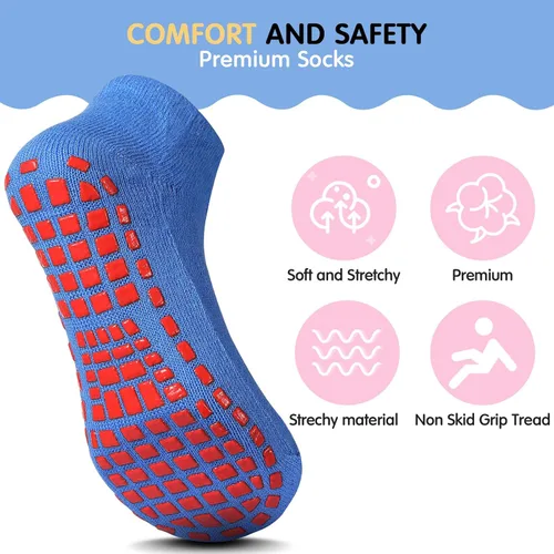 Vista 2 de 12 pares de calcetines antideslizantes para niños y niñas como se muestra en las fotos