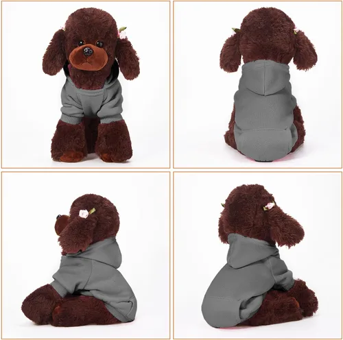 Vista 4 de SATINIOR 2 piezas de sudadera con capucha para perros de invierno, sudaderas cálidas para perros pequeños con bolsillos, abrigo de algodón para ropa