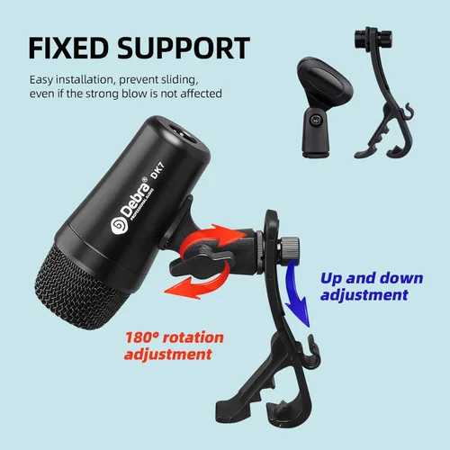 Vista 5 de D Debra DK7 Pro - Kit de micrófono de batería con cable de 7 piezas para tocar y grabar bateristas, incluye micrófonos, clip de micrófono