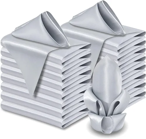 Vista 13 de Aormenzy Paquete de 60 Servilletas de Satén Negro de 17 x 17 Servilletas Sedosas, Servilletas de Tela para Fiestas Servilletas Cuadradas de Satén