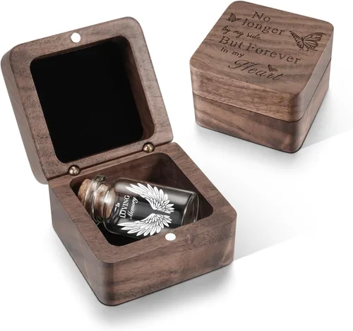 Vista 11 de SOITIS Urnas pequeñas para cenizas humanas, recuerdo de acero inoxidable, mini urnas para cenizas humanas, caja de madera para compartir cenizas