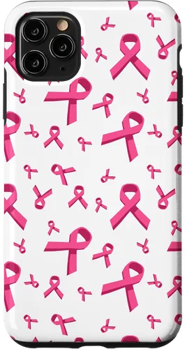 Vista 13 de Funda de soporte para iPhone 17 de mujeres de concientización sobre el cáncer de mama con patrón de cinta rosa