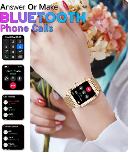 Vista 3 de Reloj inteligente para mujer, reloj inteligente de 1.59 pulgadas de tacto completo para mujer con seguimiento de la salud femenina, monitor de ritmo